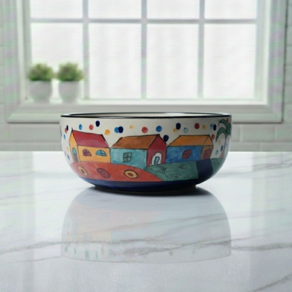 turkish ceramic 22cm serving bowl set of 2 for serving salads snacks and meals with traditional glazed finish